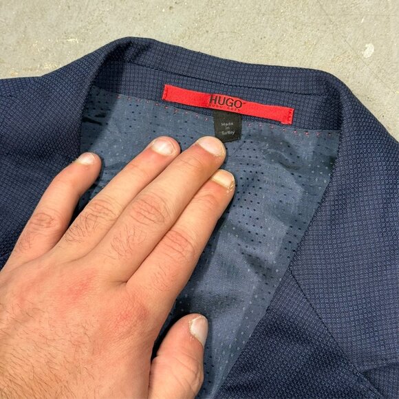 Hugo Boss Suit 2pc Nailhead 100s Wool Blue "C-Jays1" 42 S 34x23 - Picture 6 of 16